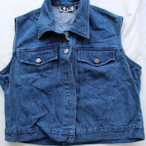 Women's KZK Blue Denim Button down Vest Sz M